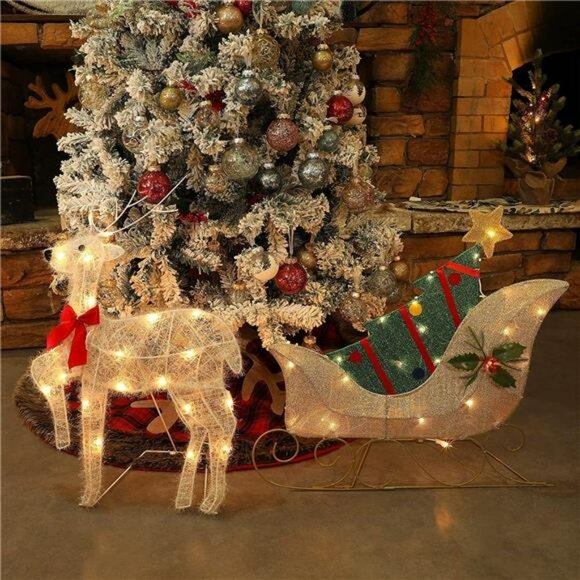 Set of 2 Lighted Christmas 2D Reindeers Outdoor Decorations, 23 Inch Pre-Lit - Picture 5 of 6